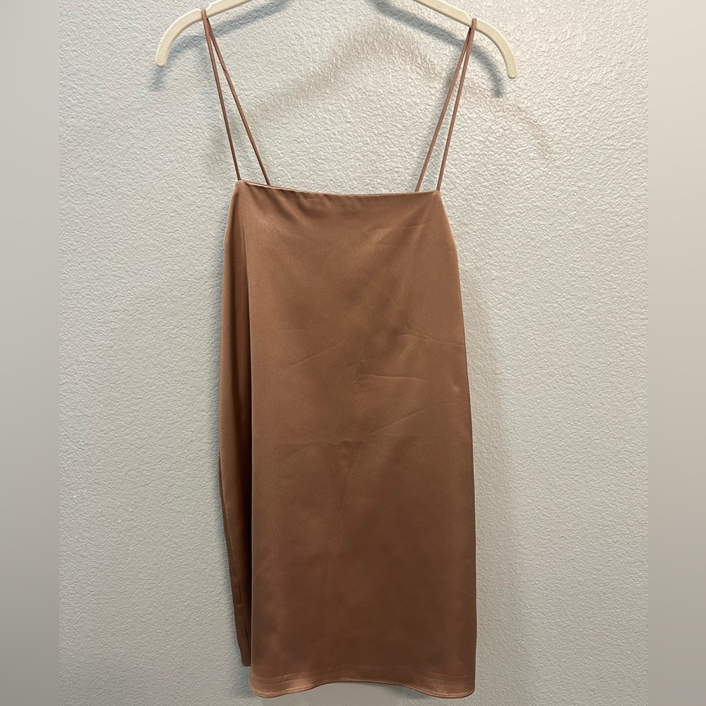 Tan silky dress